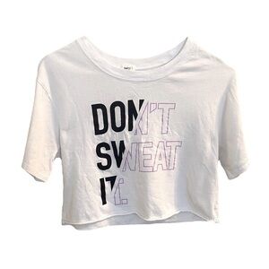 Garage White Cropped Graphic Tee “Don’t Sweat It” Size XS